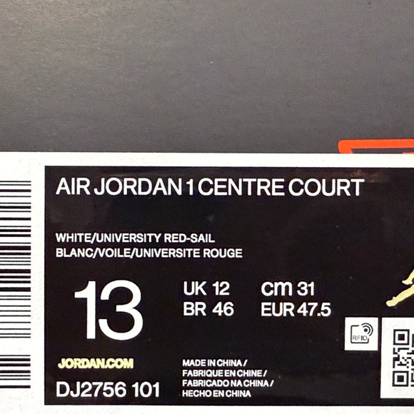 Jordan 1 Centre Court in White and Red
